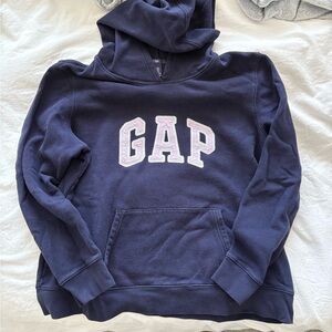 Vintage GAP Dark Blue Pink Lettering Fleece Hoodie